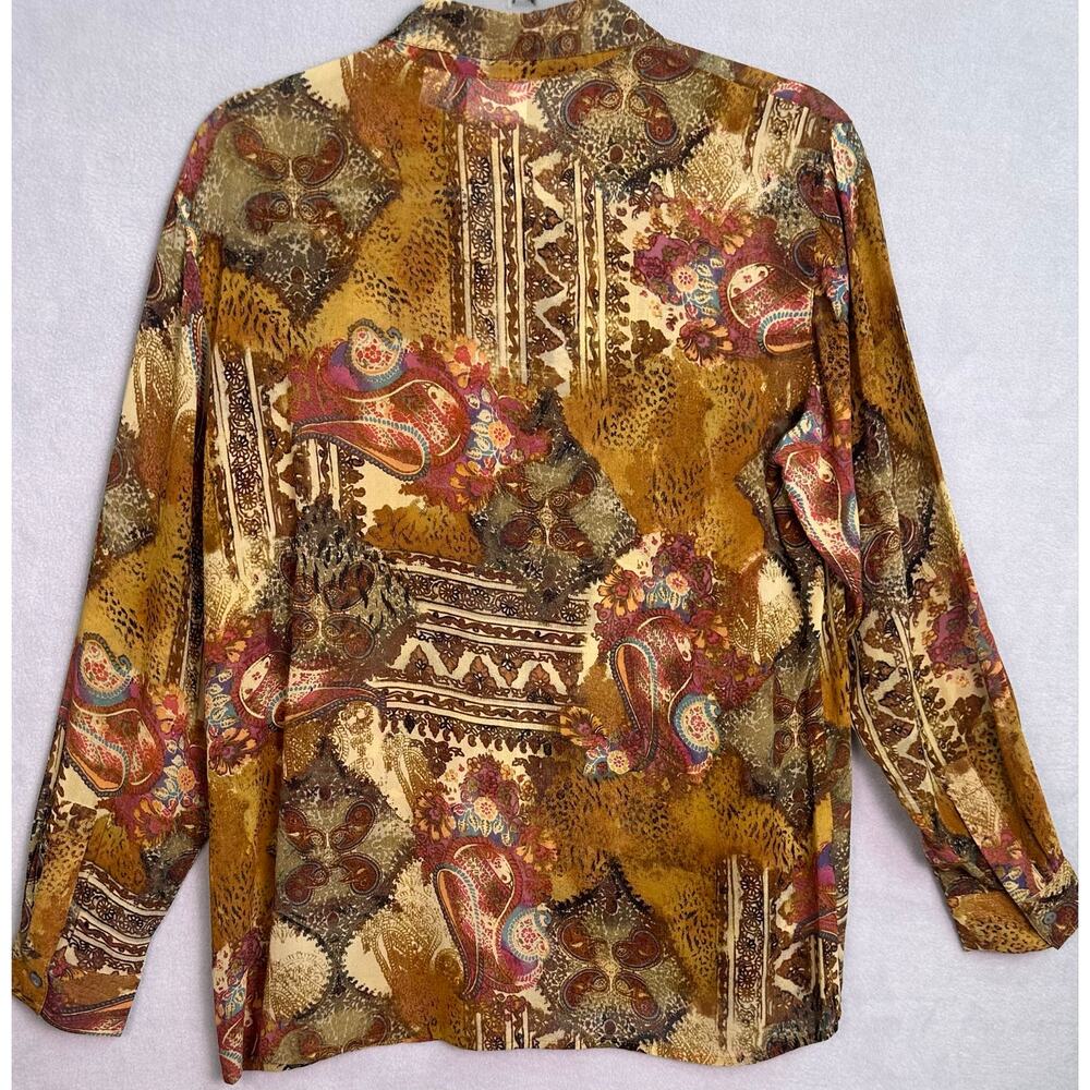 Vintage Chico’s 100% Silk Paisley Blouse Multicolor Semi Sheer Size 1 (Medium) - Picture 3 of 9